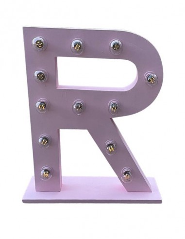 LETTERA R CON LAMPADINE ROSA