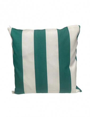 CUSCINO IN COTONE STRISCE VERDI/BIANCHE
