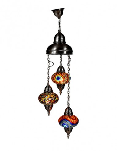 LAMPADARIO TURCO A 3 LUCI MOSAICO