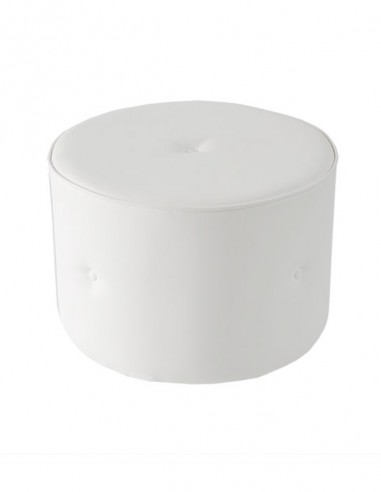 POUF PELLE TONDO BIANCO