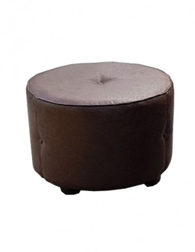 POUF PELLE TONDO  MARRONE BRUCIATO