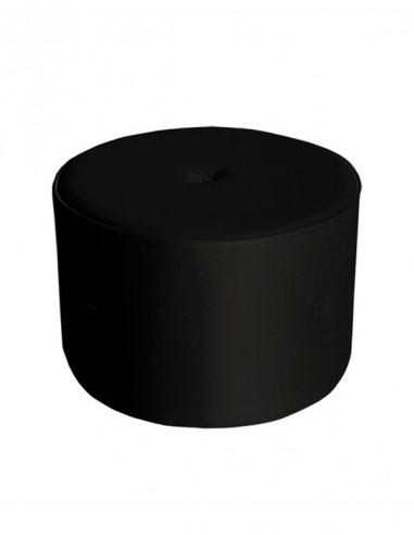 POUF PELLE TONDO NERO