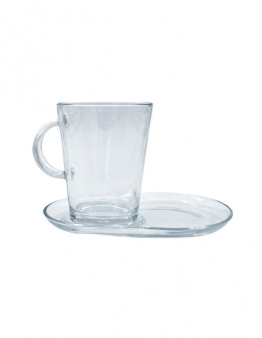 TAZZA CON PIATTINO CRISTAL THE' E...