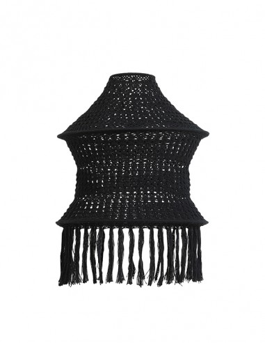 LAMPADARIO CORDA NERO CON FRANGE