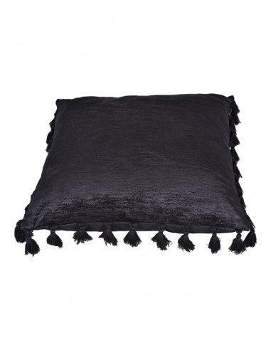 CUSCINO VELVET NERO CON NAPPINA